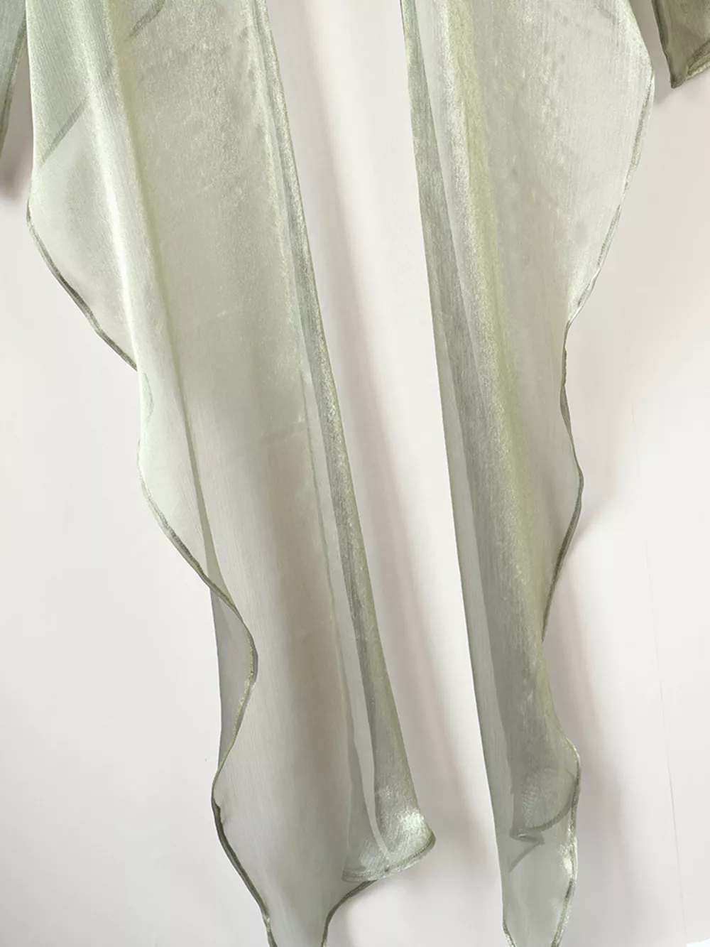 Sheer Front Tie Detail Long Sleeve Shirt, image 12