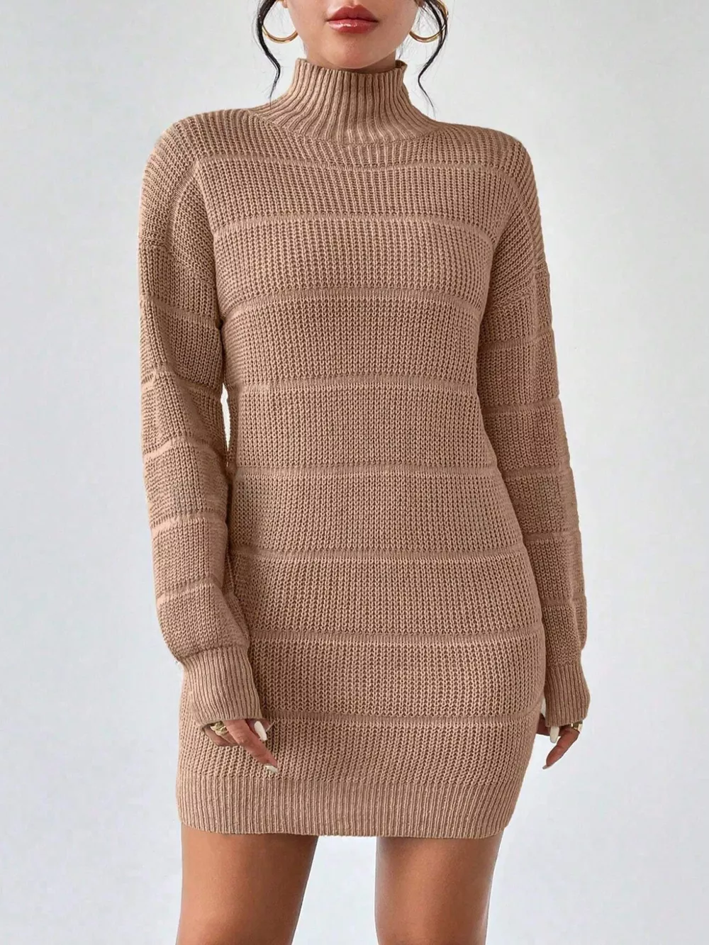 Turtleneck Long Sleeve Sweater Dress, image 4