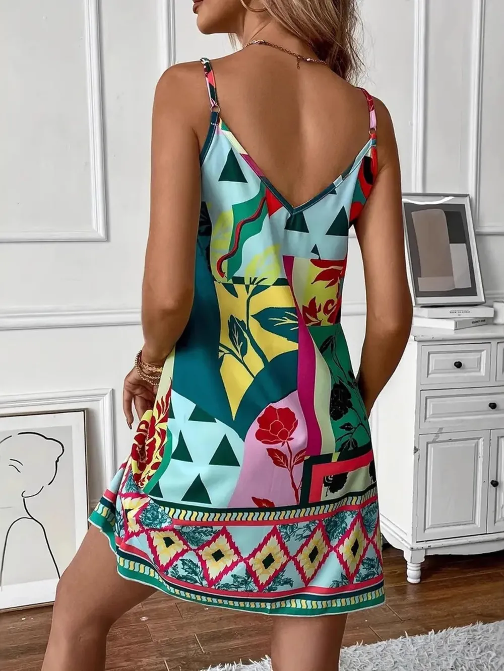 Abstract Print Cami Mini Dress, image 6
