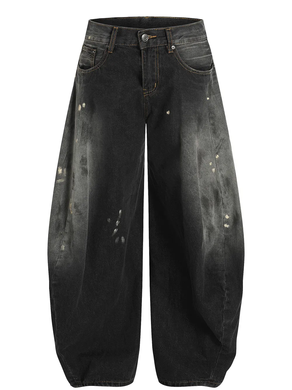 Men's Washed Balloon Wide Leg Jeans