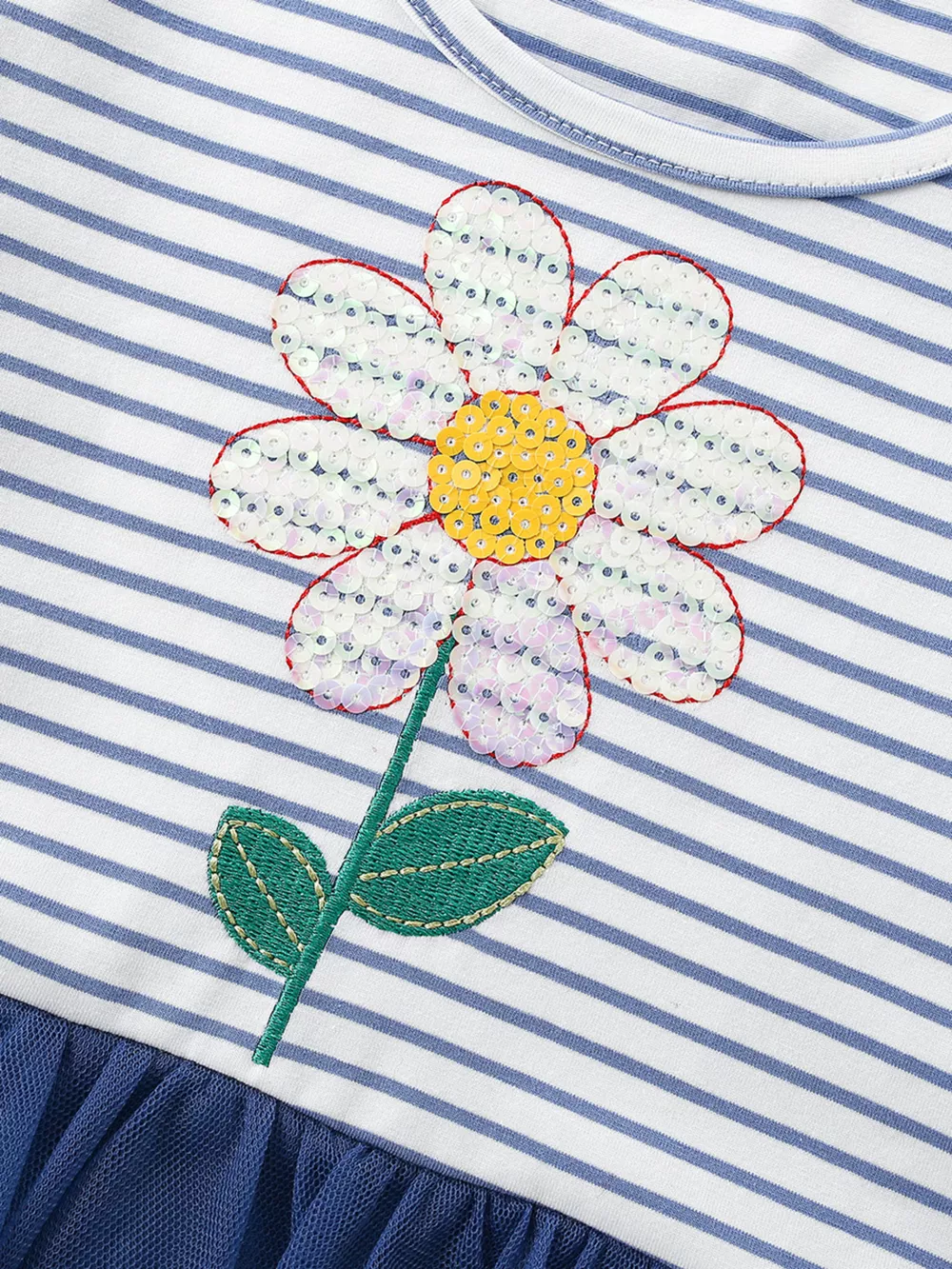 Children's Striped Flower Tulle Dress, image 3