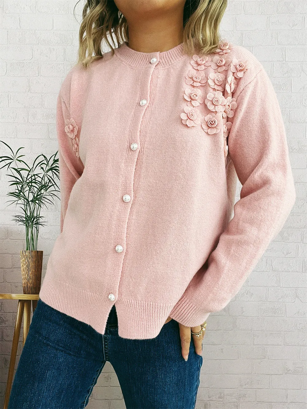 Flower Button Up Long Sleeve Cardigan, image 14