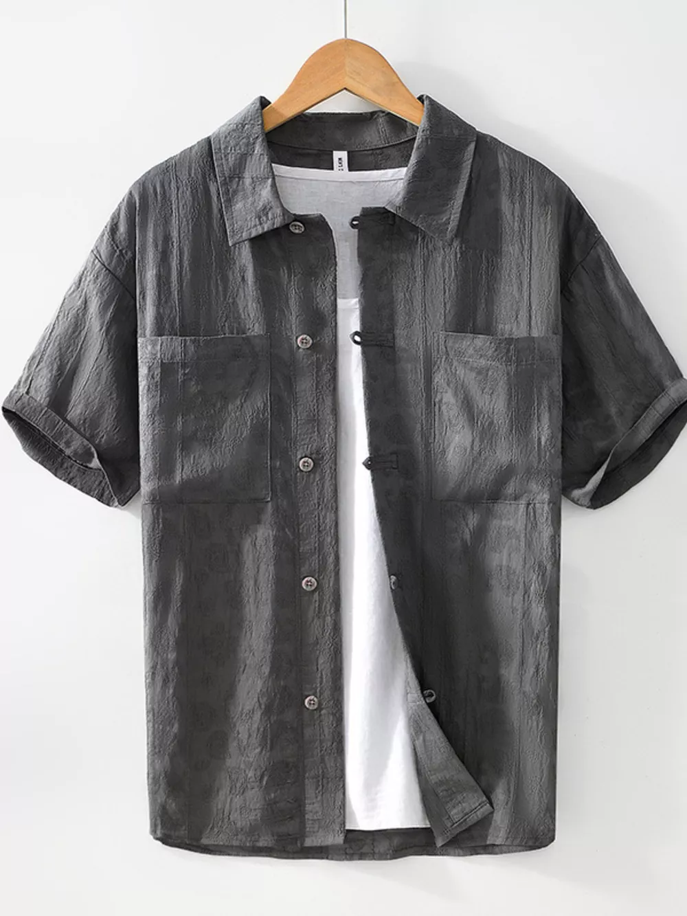 Men's Plus Size Casual Button Up Short Sleeve Shirt, image 5