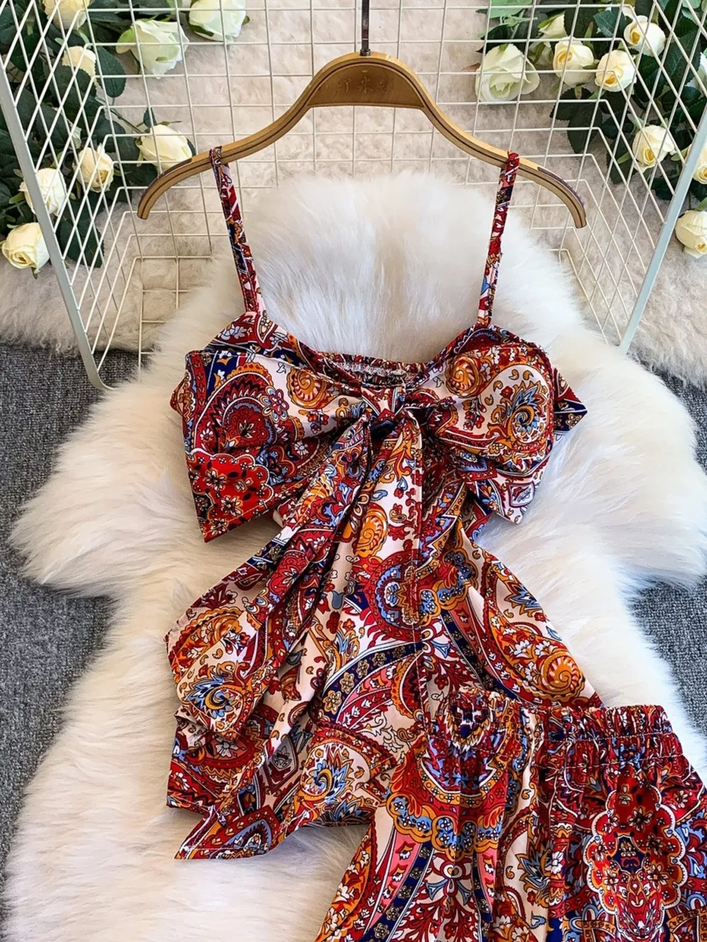 Printed Cami and Wide Leg Pants Set, image 6