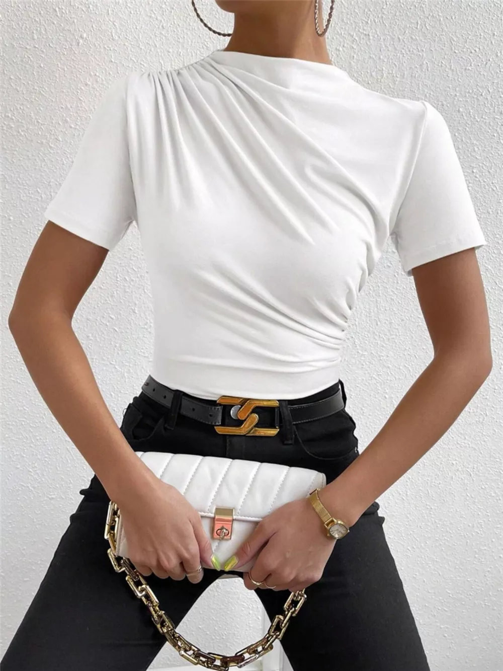 Ruched Short Sleeve T-Shirt, image 13