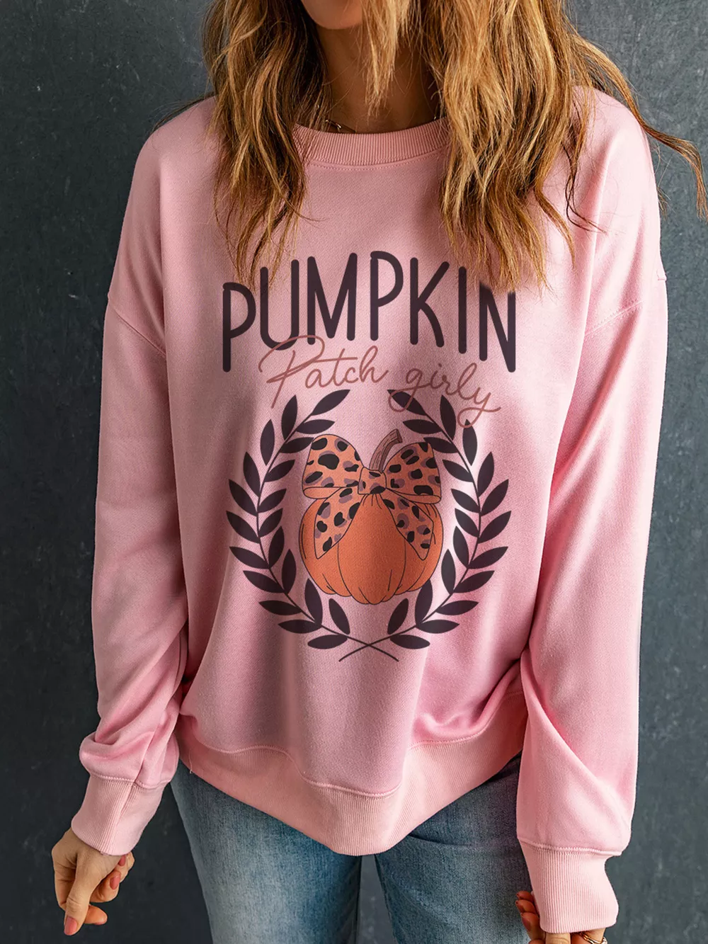 Halloween Leopard Bowknot Pumpkin Graphic Sweatshirt, image 2
