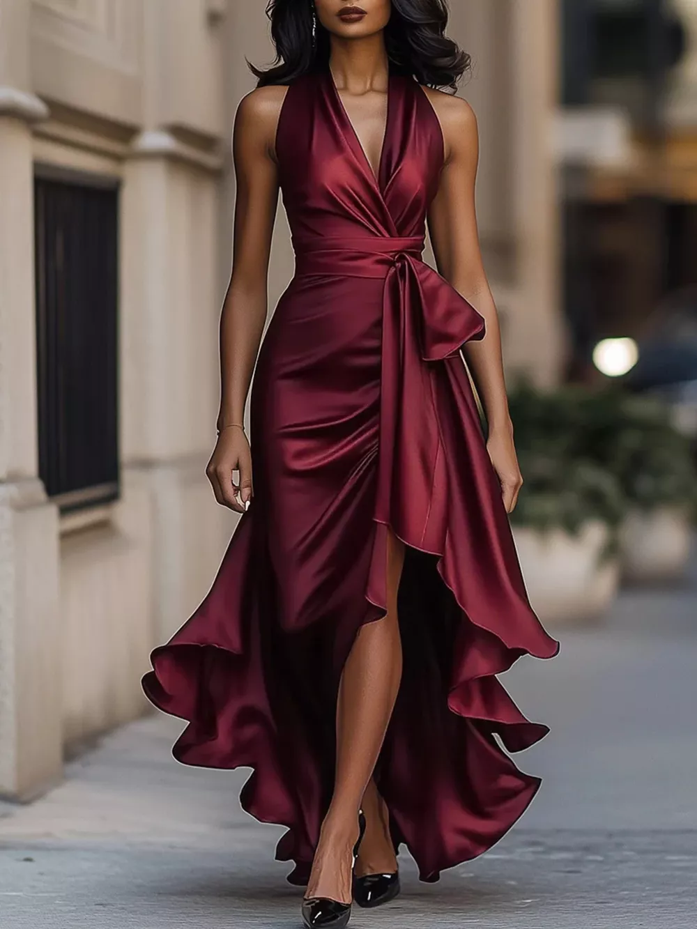 Ruffled Halter Neck Maxi Dress, image 10