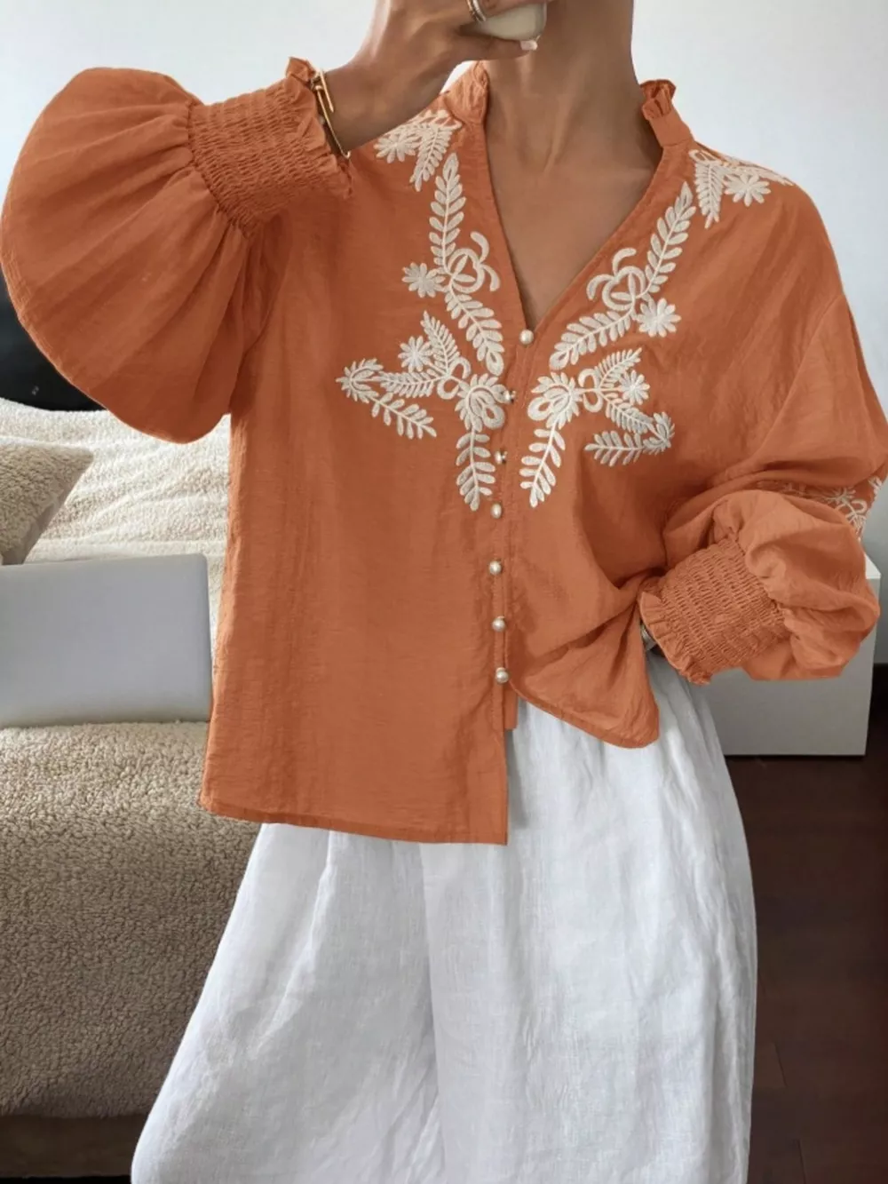 Embroidered Long Sleeve Blouse, image 8