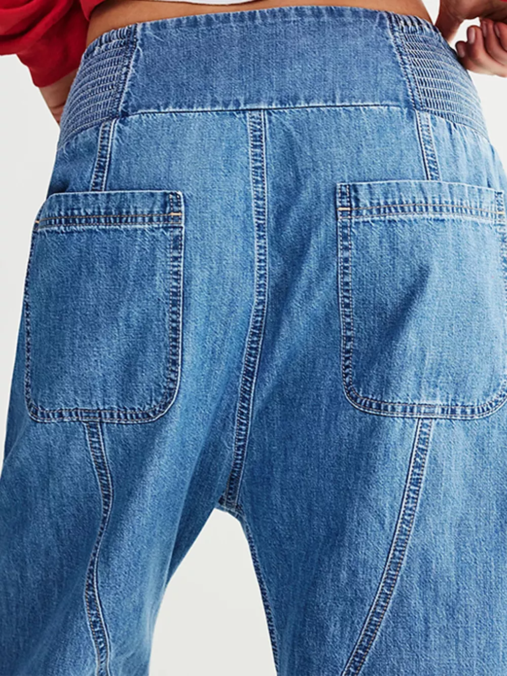 Smocked High-Waisted Wide Leg Jeans, image 11