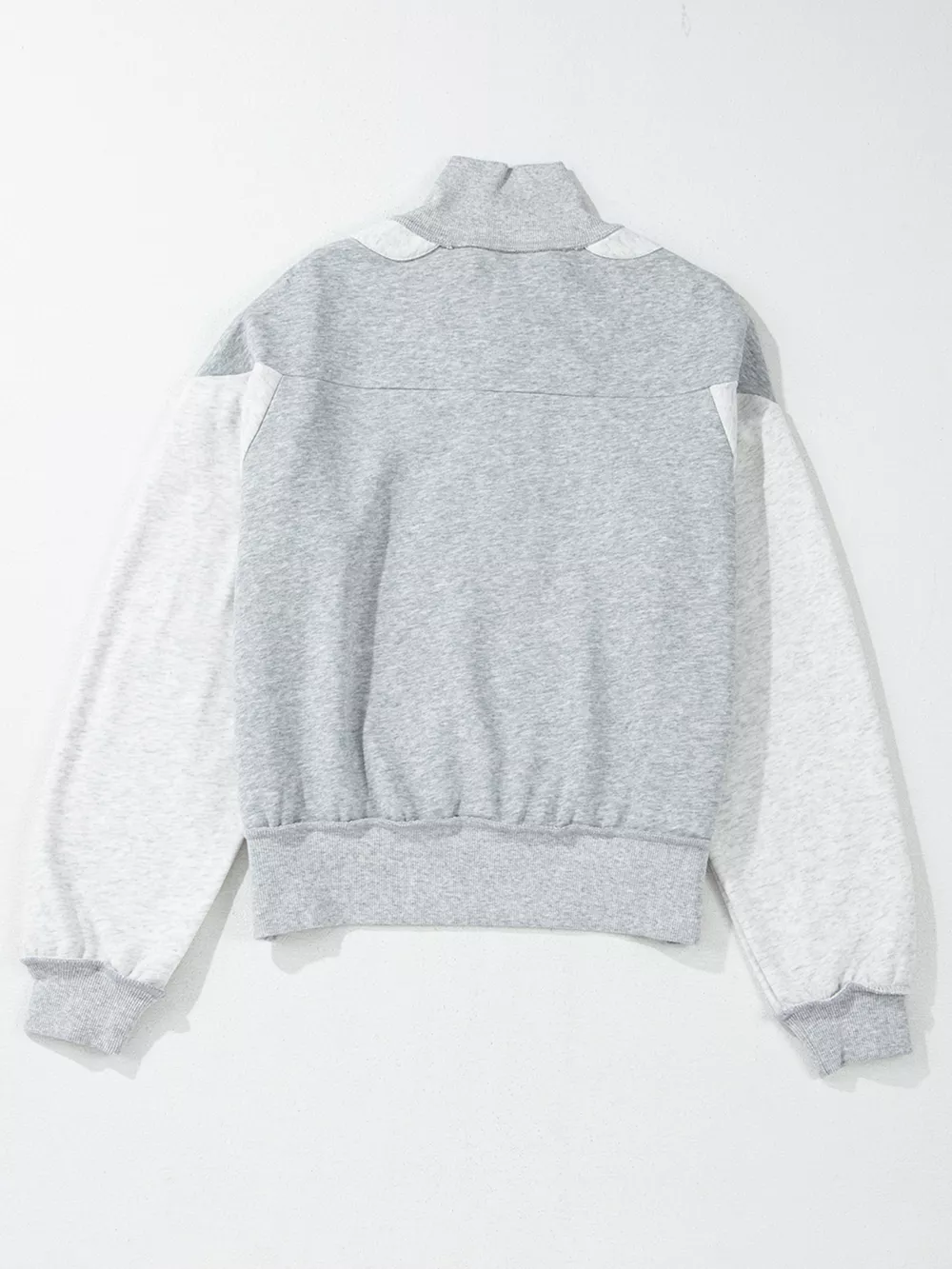 Half Zipper Collared Drop Shoulder Side Slits Sweatshirt, image 3