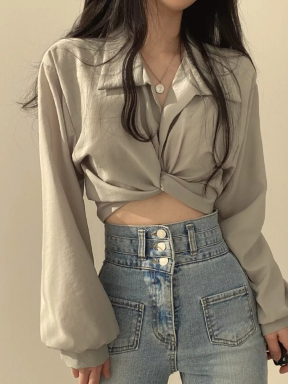 Twisted Front Long Sleeve Shirt, image 9