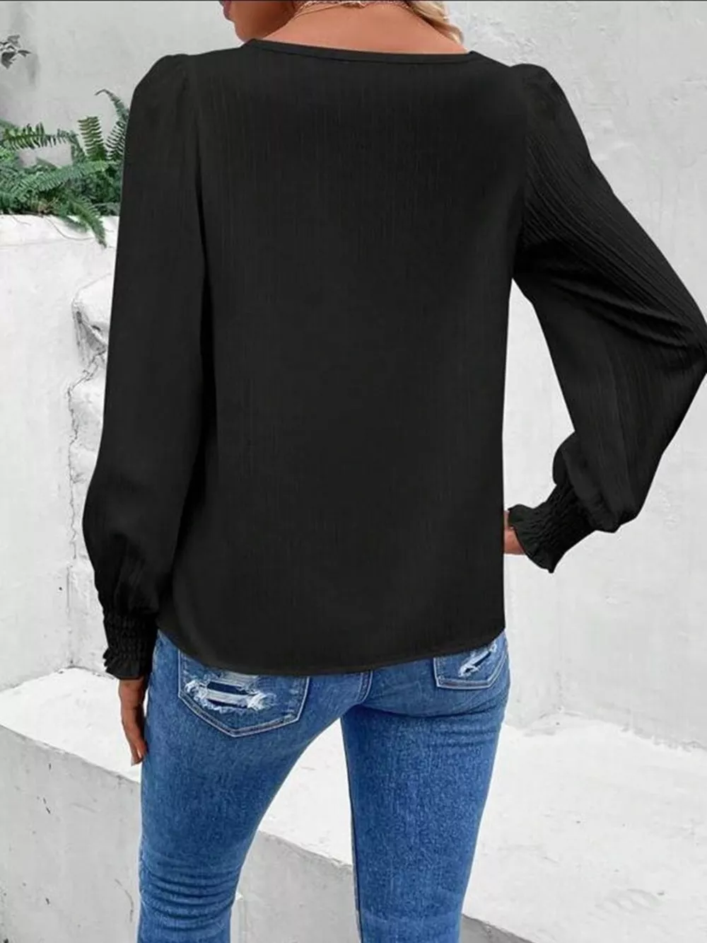Lace Trim Long Sleeve Blouse, image 6