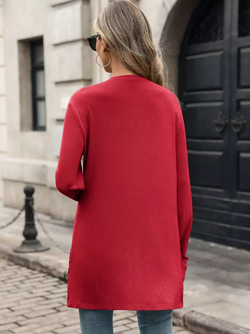 Ruched Pocket Open Front Cardigan, image 7