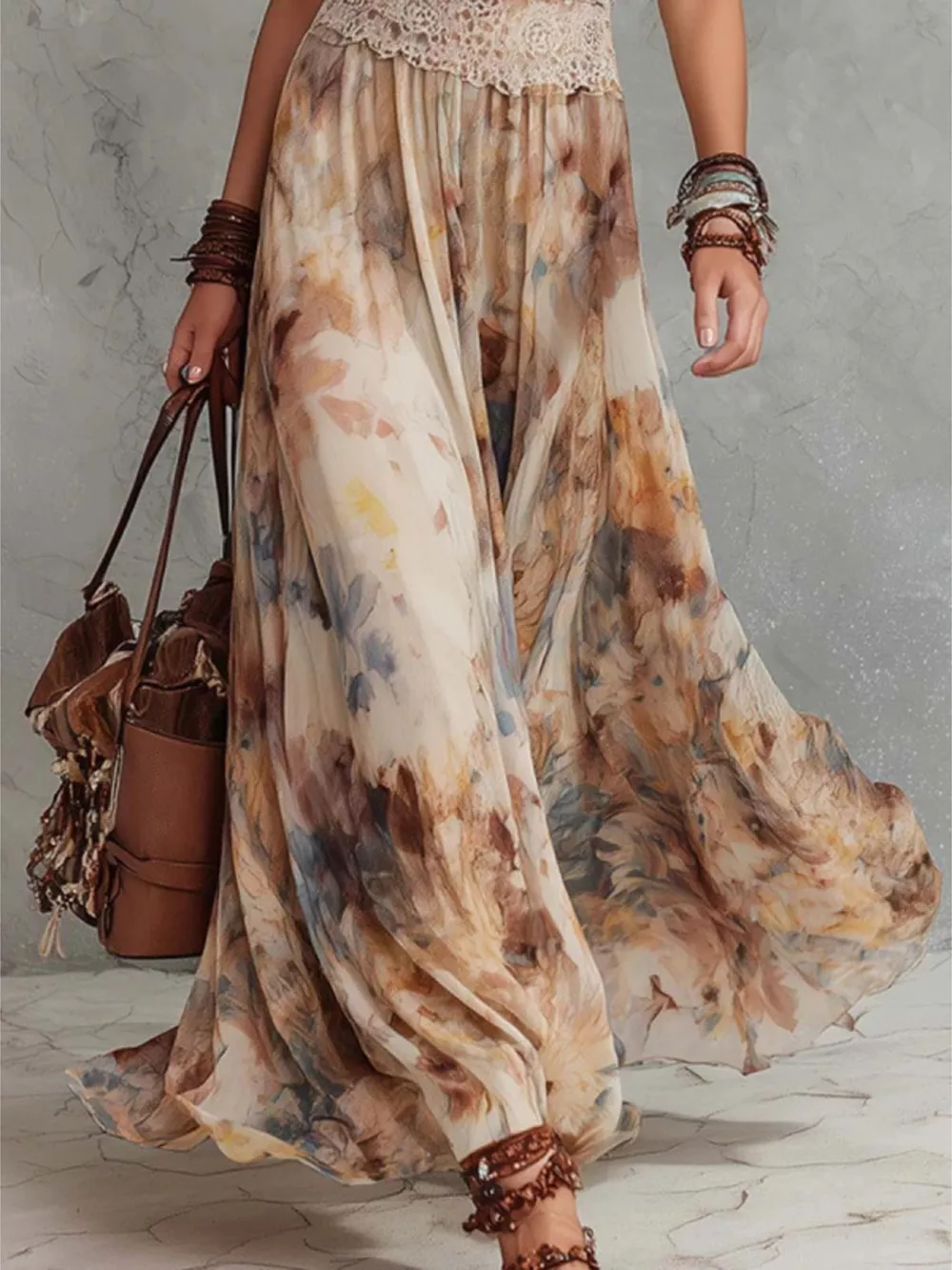 Floral Print Halter Neck Maxi Dress, image 3