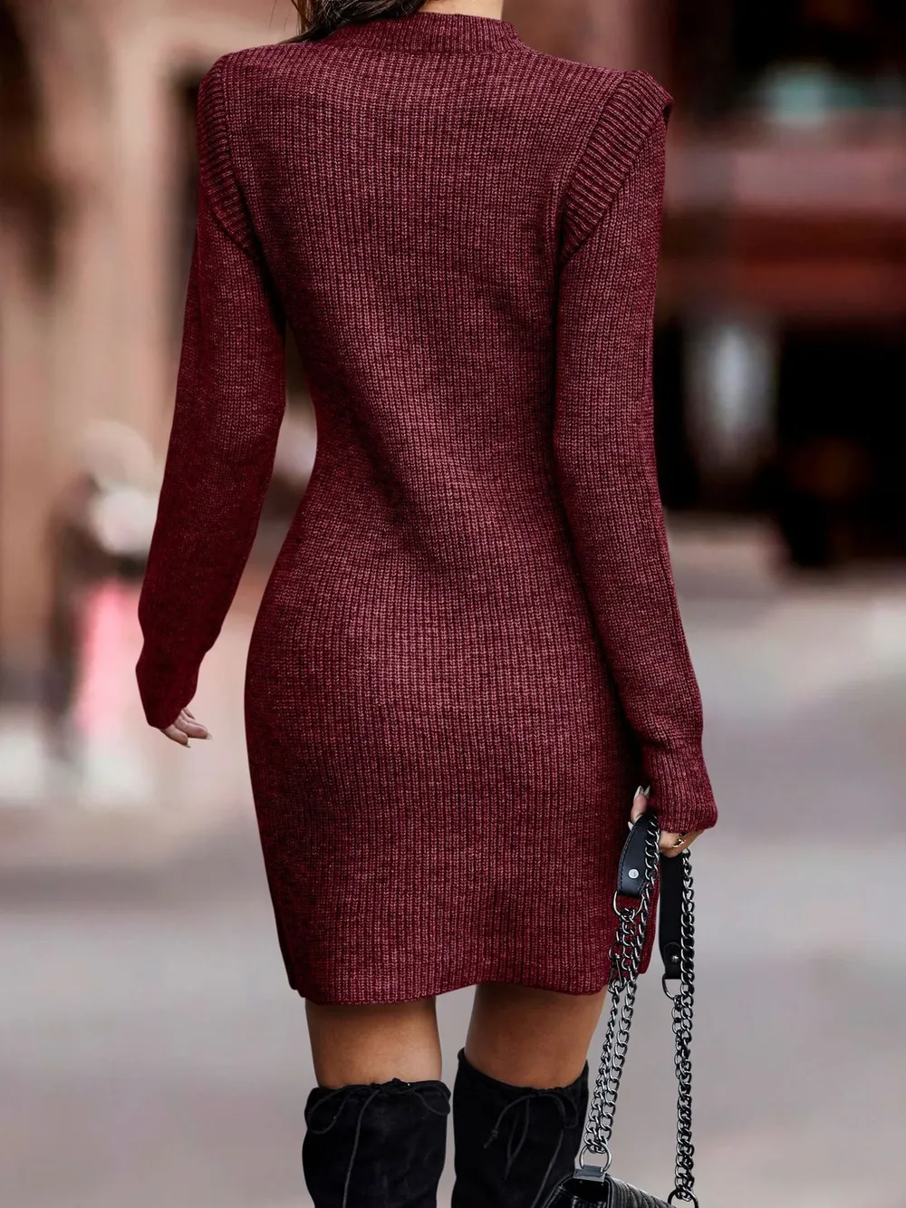 Full Size Ribbed Knit Bodycon Sweater Dress Plus Size, image 6