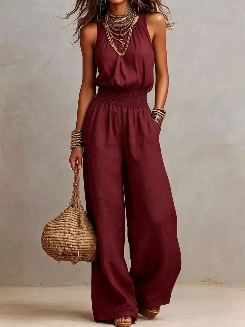 Elegant Halter Neck Wide-Leg Jumpsuit, image 5