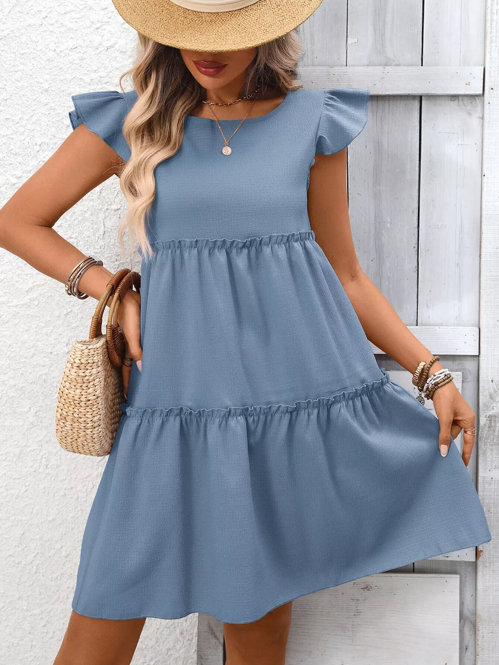 Ruffle Sleeve Tiered Mini Dress, image 9