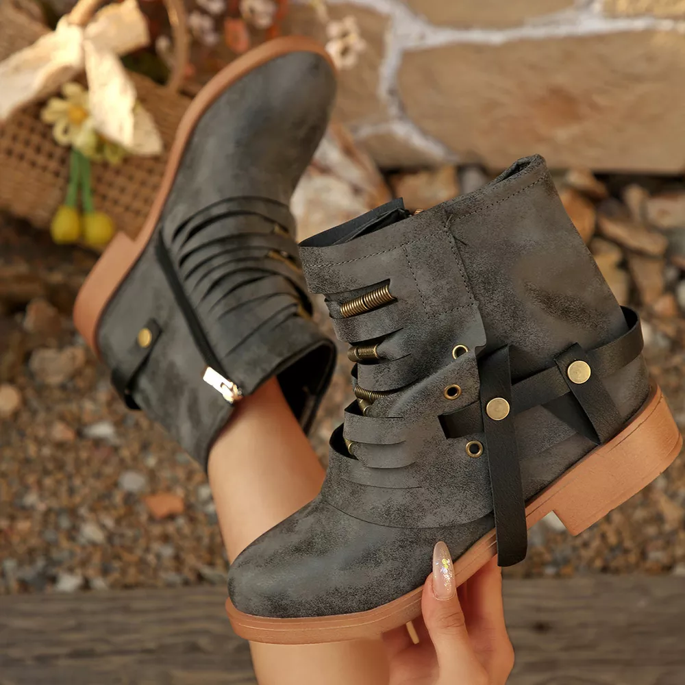 Strappy Buckle Ankle Boots, image 9