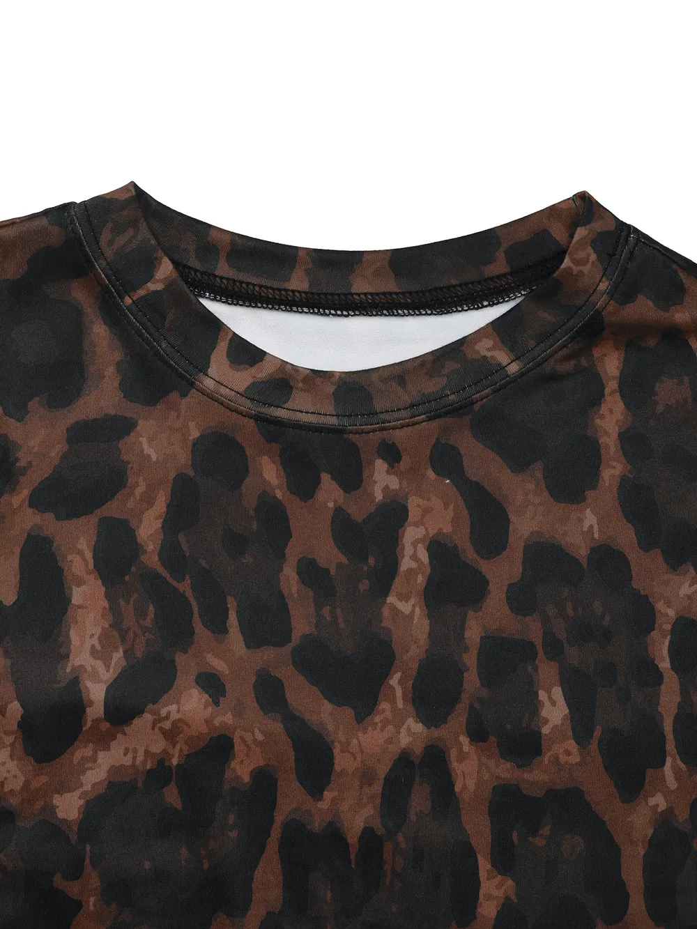 Leopard Round Neck Top and Skirt Set, image 4