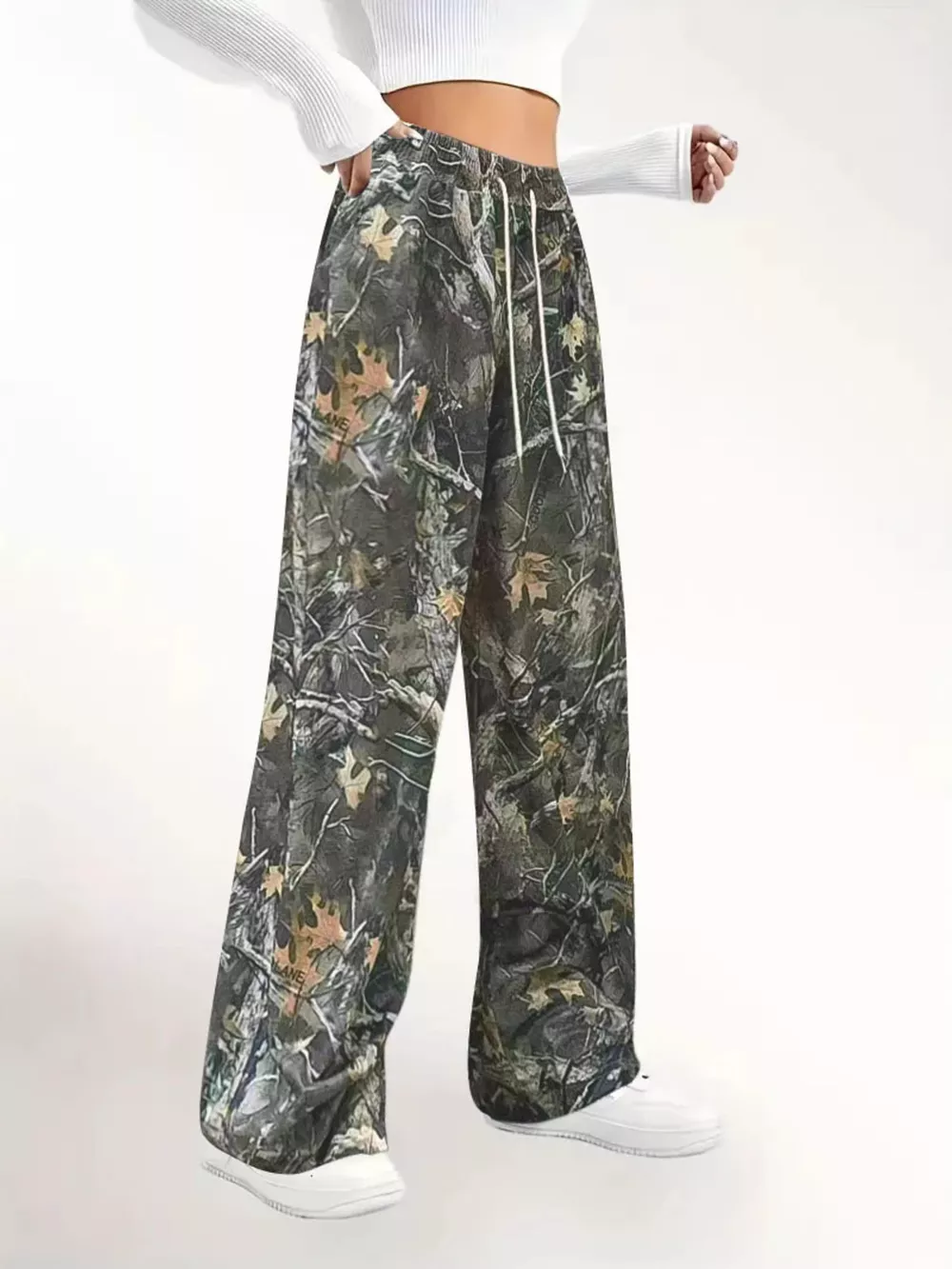 Relaxed Fit Camo Print Drawstring Waist Pants, image 2