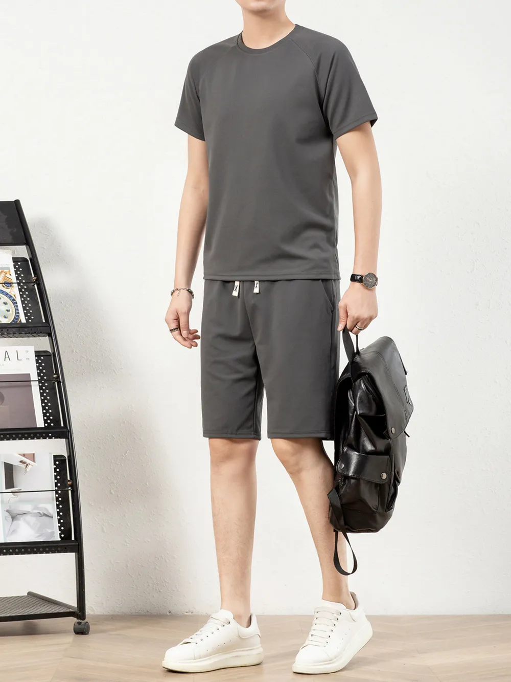 Men's Plus Size Short Sleeve Top and Shorts Set, image 4