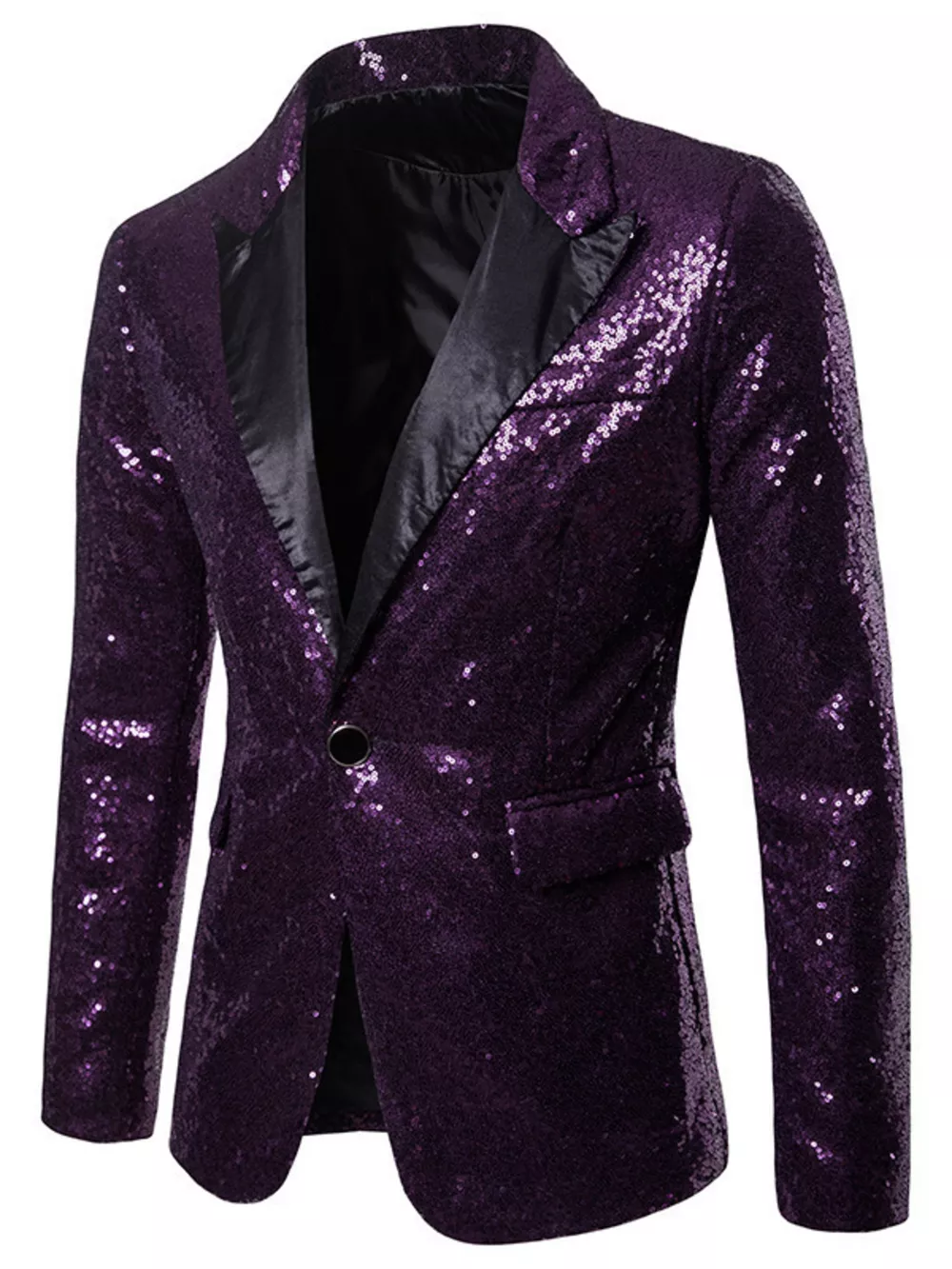Men's Full Size Sequin One Button Blazer Plus Size, image 8