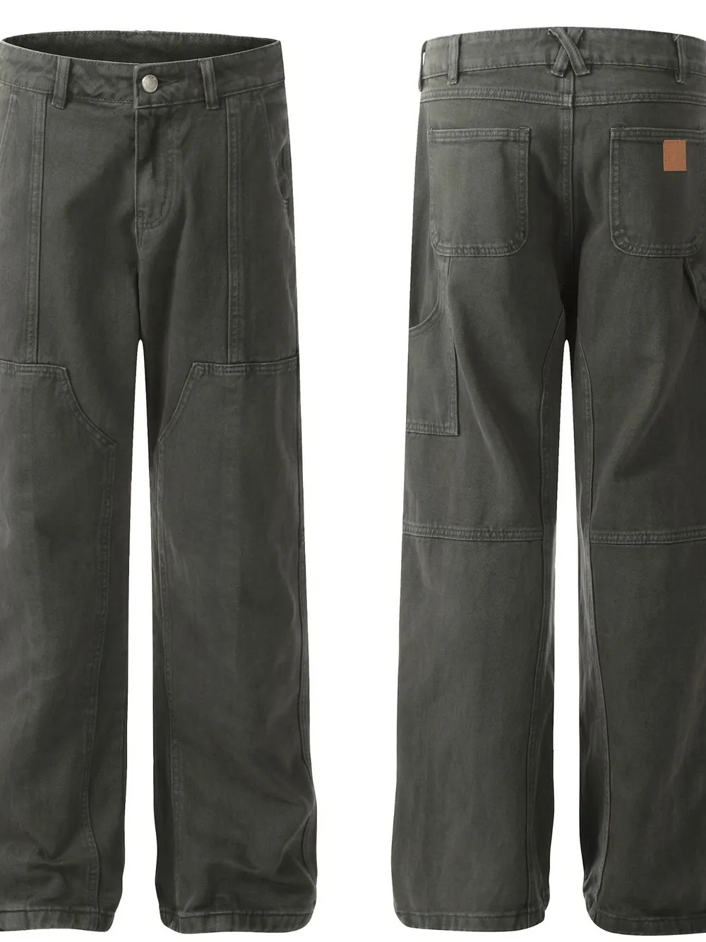 Men's Vintage Washed Wide Leg Cargo Jeans, image 4