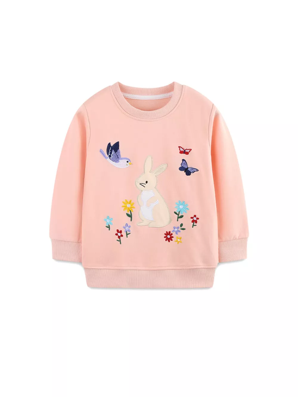 Children's Cute Bunny Embroidered Round Neck Sweatshirt, image 2