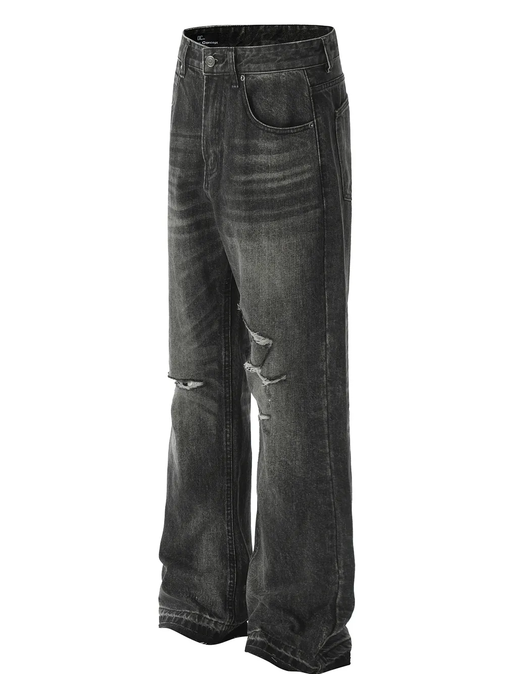 Men's Distressed Washed Straight Jeans, image 2