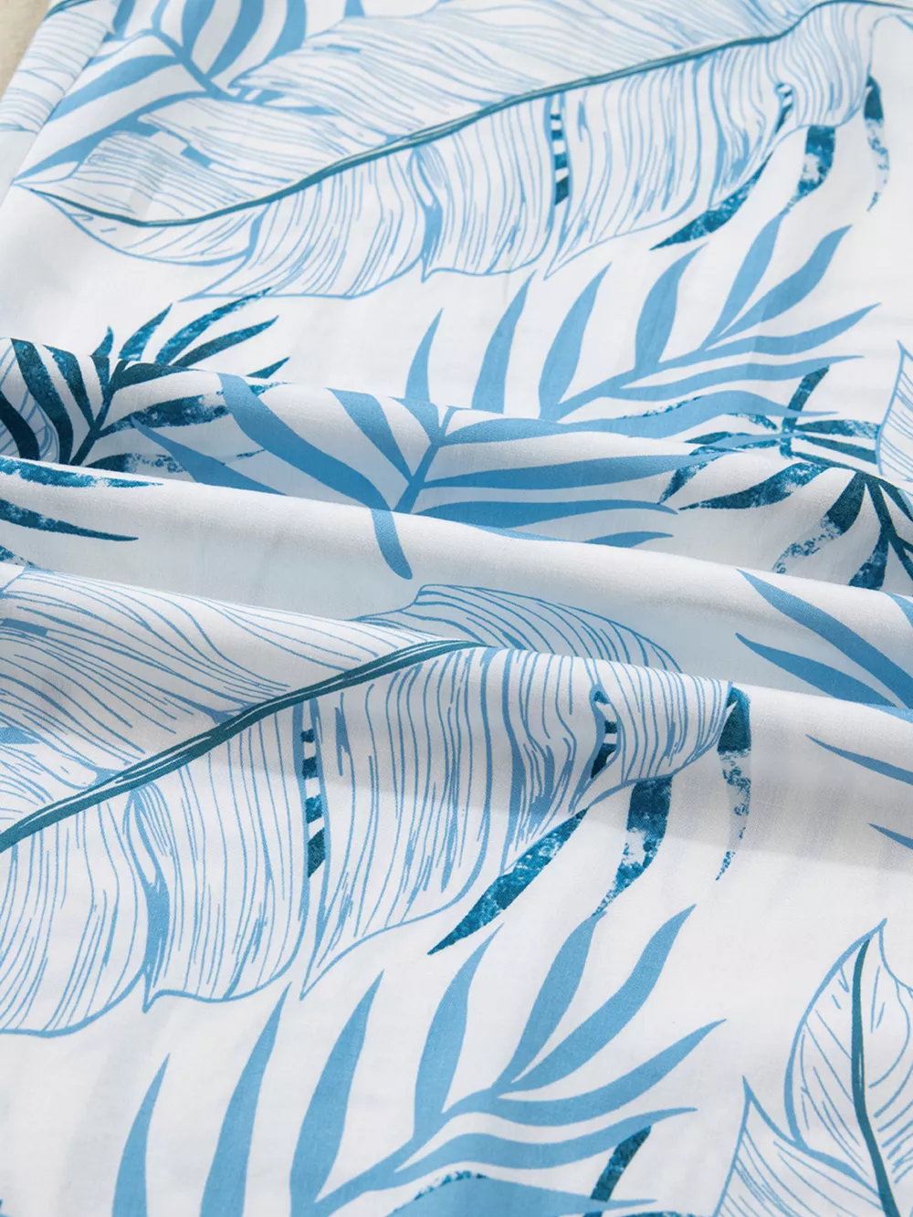 Tropical Print Shirred Waistband Wide Leg Pants, image 14