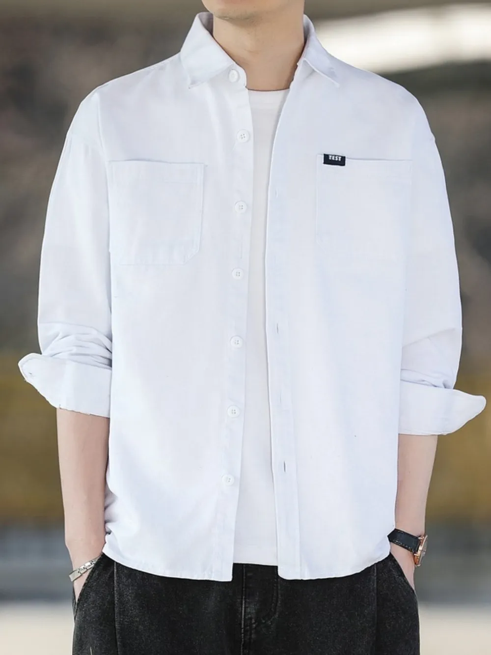 Men's Plus Size Button Up Long Sleeve Shirt, image 5