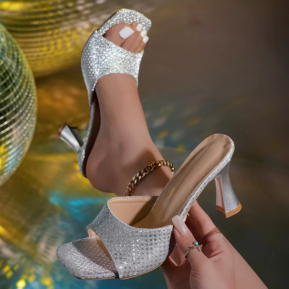Open Toe Flare Heel Sandals, image 5