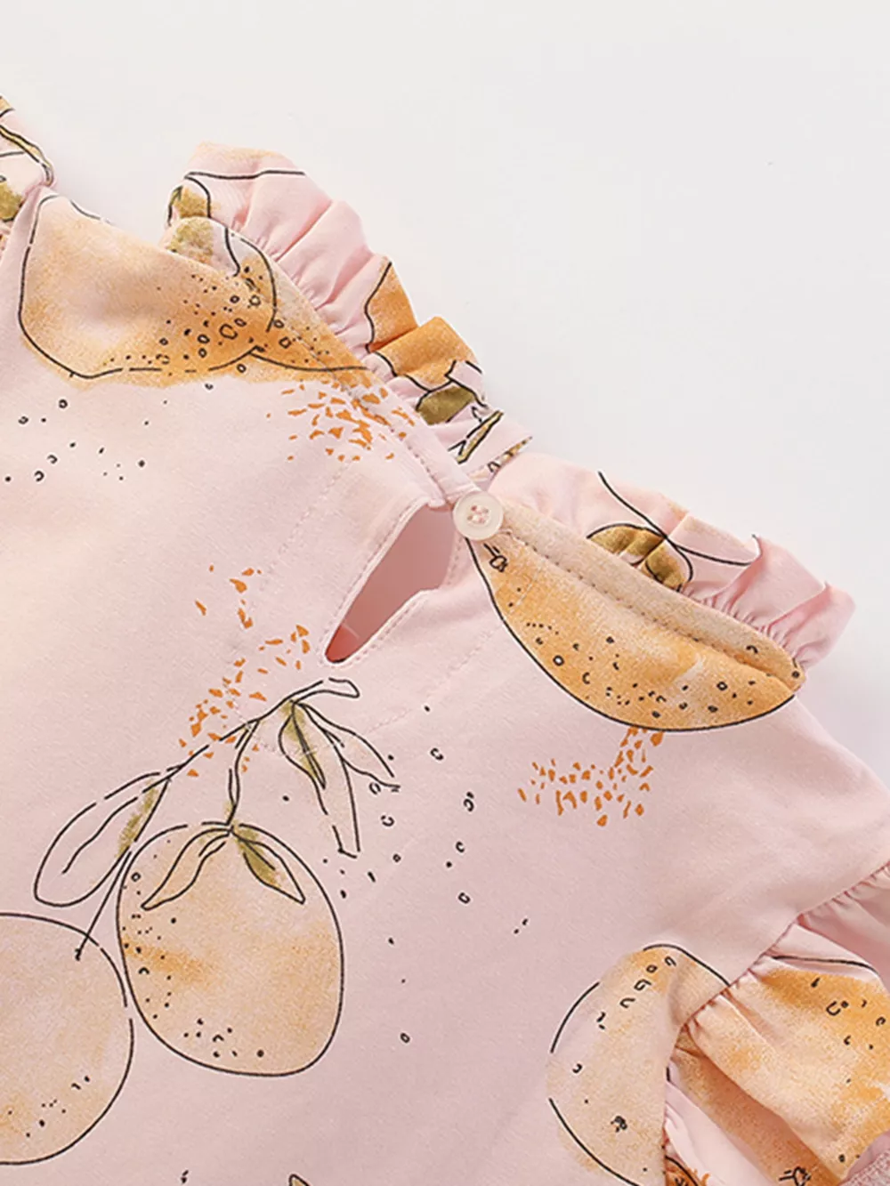Children's Sweet Citrus Print Ruffle Sleeve Dress, image 3