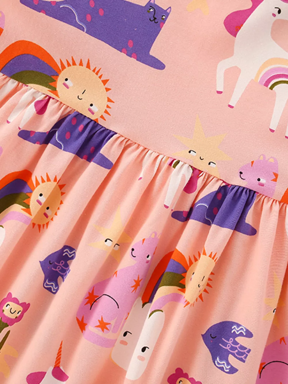Children's Unicorn Print Casual Short Sleeve Dress, image 2