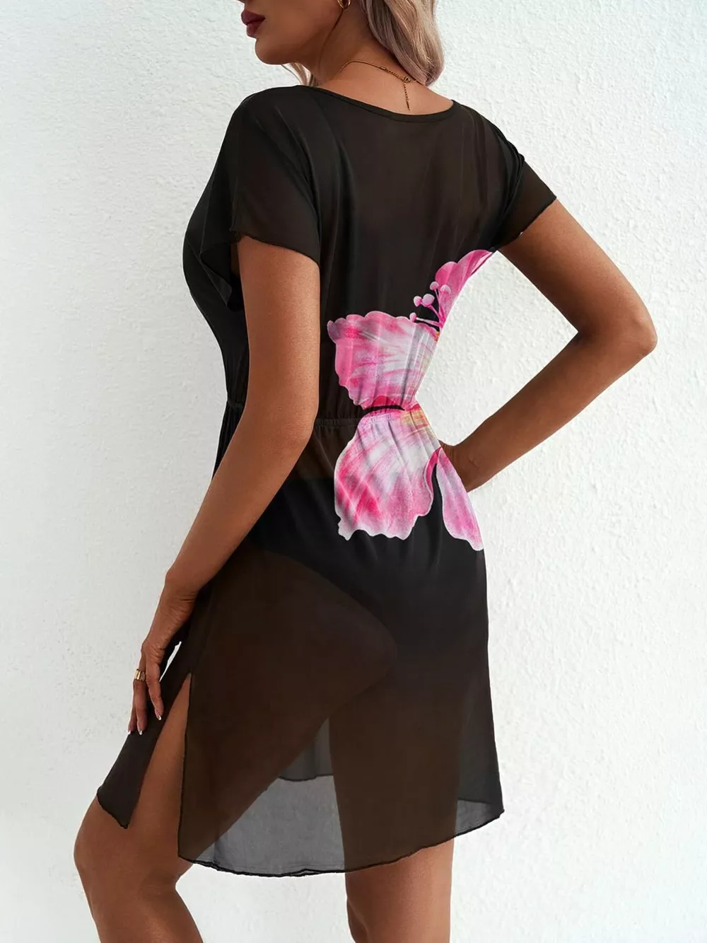 Printed Short Sleeve Mini Dress, image 10