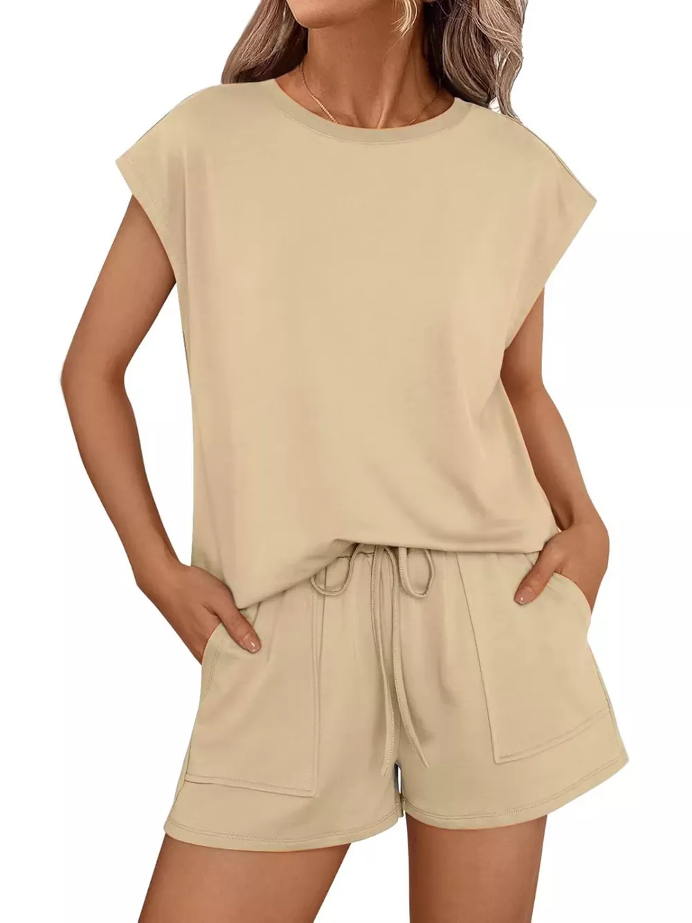 Casual Solid Color T-Shirt and Shorts Set