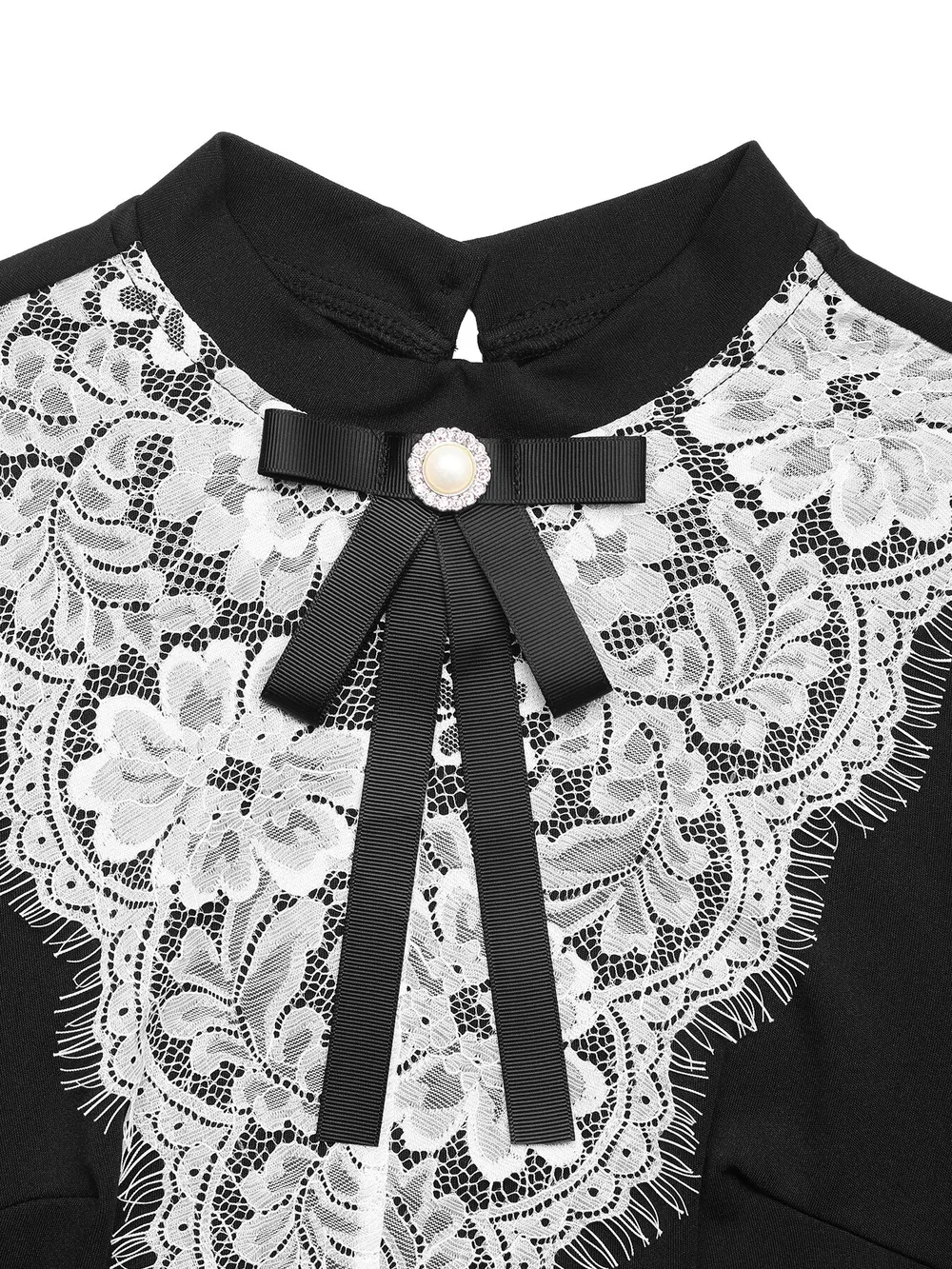 Lace Detail Long Sleeve Mini Dress, image 4