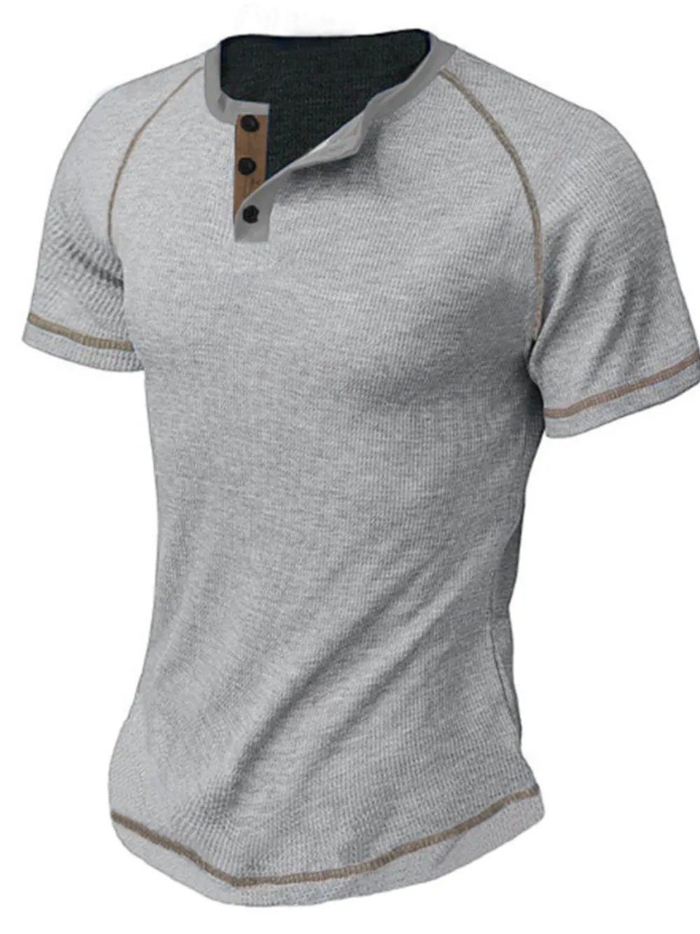 Men's Full Size Button Detail Short Sleeve T-Shirt Plus Size, image 8