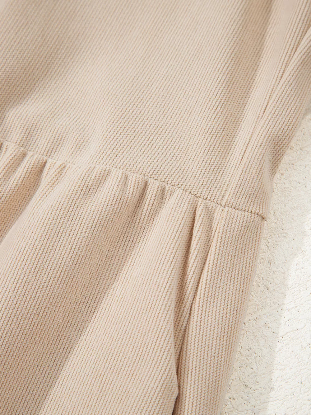 Corduroy Half Button Collared Long Sleeve Mini Dress, image 6
