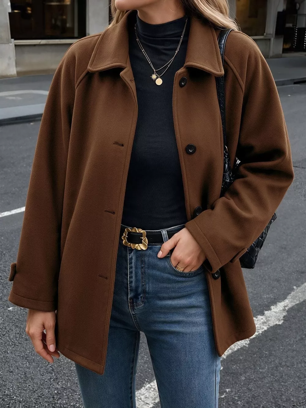 Single-Breasted Raglan Sleeve Outerwear, image 5