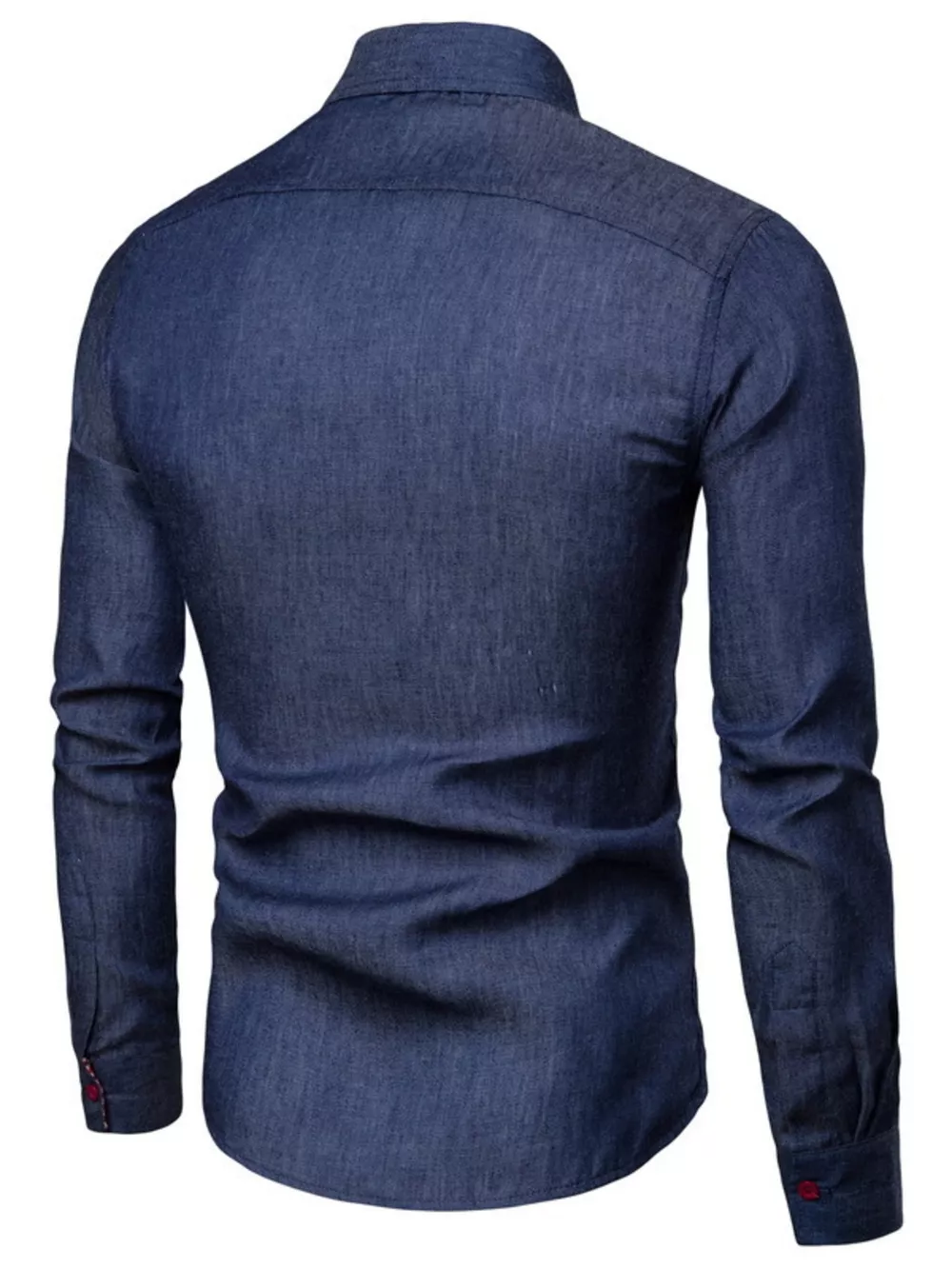Men's Plus Size Slim Fit Long Sleeve Denim Shirt, image 3