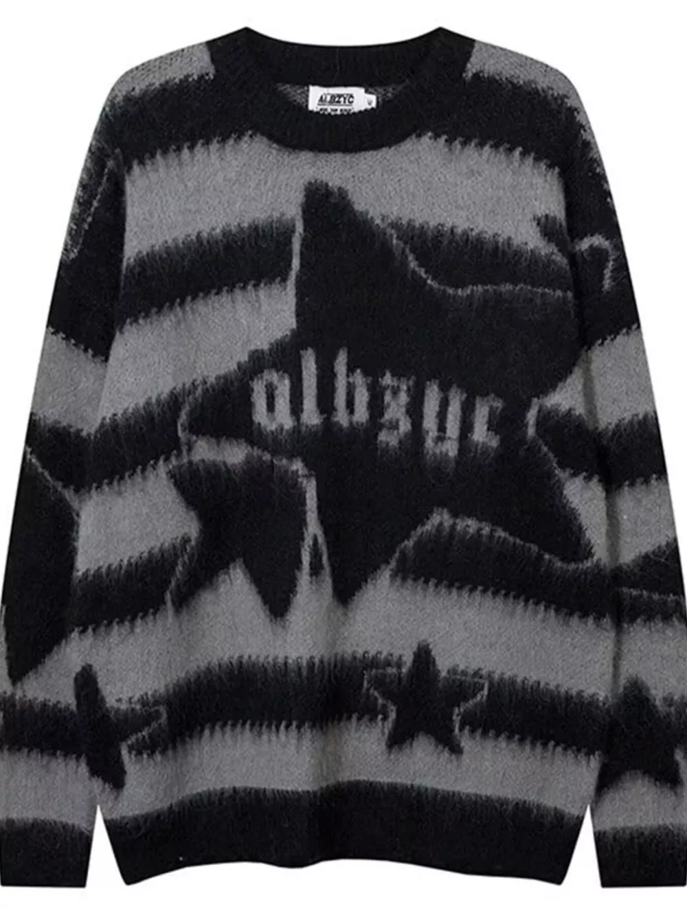 Men's Star Pattern Striped Knit Sweater