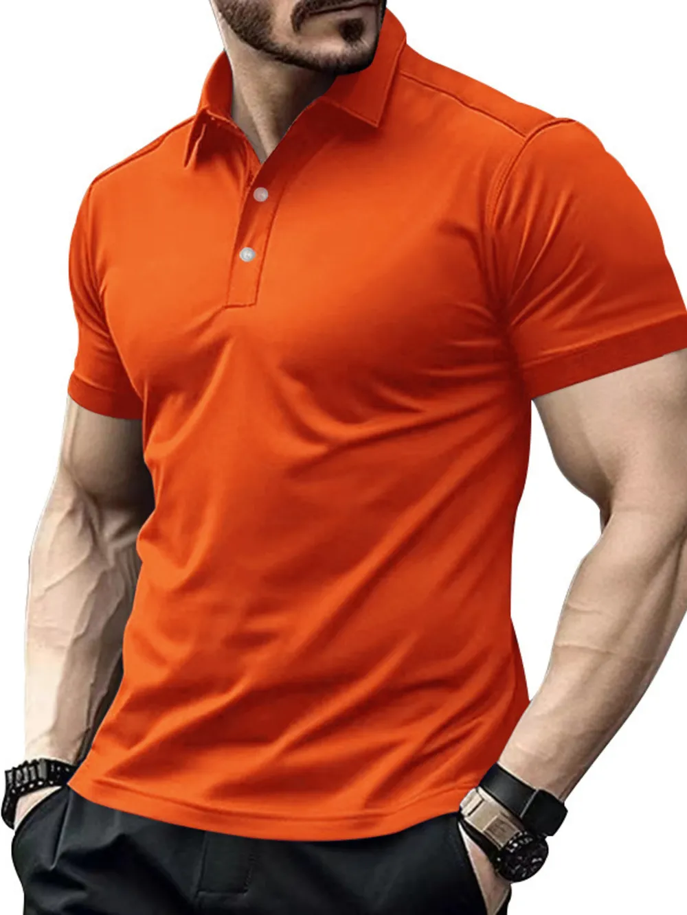 Men's Full Size Button Detail Short Sleeve Polo Plus Size, image 2