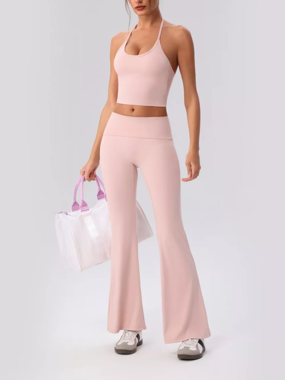 Halter Neck Cami and Flare Leggings Active Set, image 23