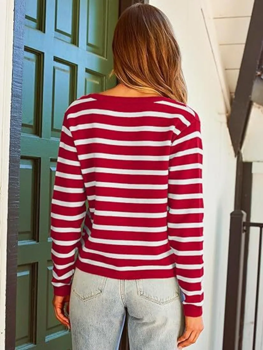 Striped Button-Up Cardigan, image 7