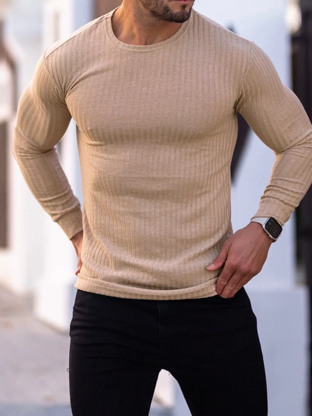 Men's Plus Size Long Sleeve Fitted T-Shirt, image 3