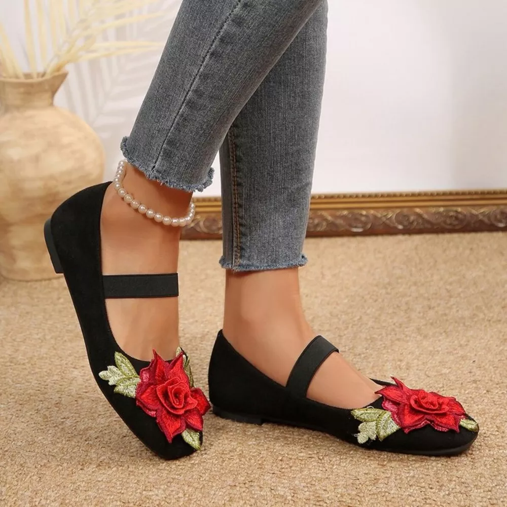 Flower Square Toe Slip-Ons, image 4