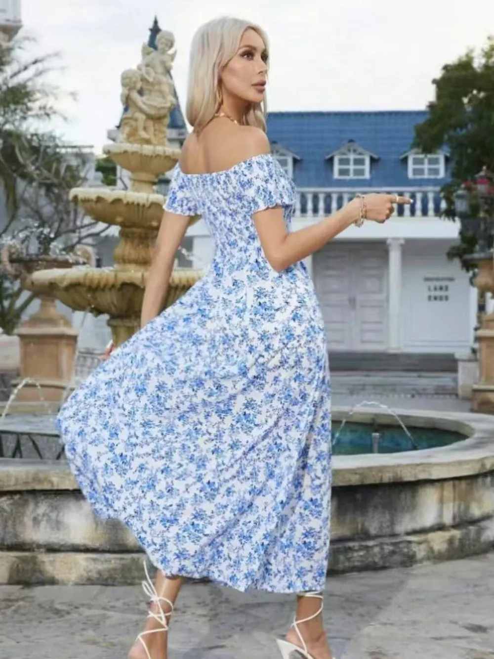 Full Size Slit Off-Shoulder Floral Midi Dress Plus Size, image 20