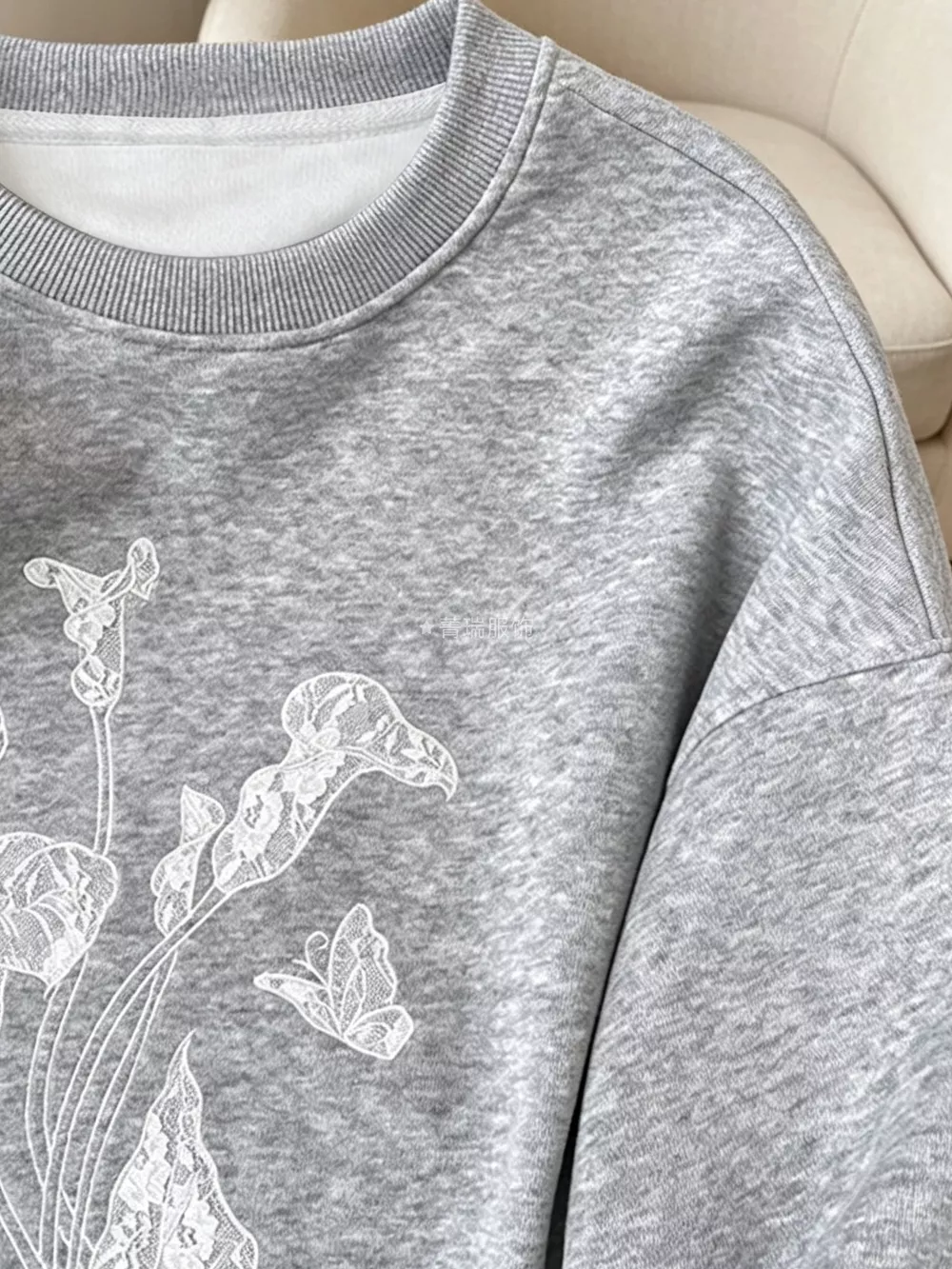 Floral Crew Neck Sweatshirt, image 3
