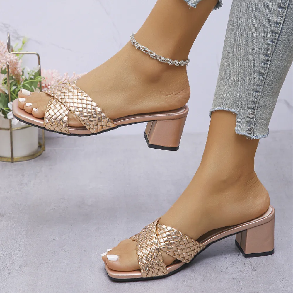 Crisscross Block Heels Sandals, image 5